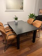 Eettafel zwart uitschuifbaar 4-6 personen, Huis en Inrichting, Tafels | Eettafels, Ophalen, 200 cm of meer, 50 tot 100 cm, Zo goed als nieuw