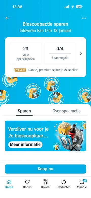 Albert heijn bioscoop kaarten 23 stuks beschikbaar voor biedingen