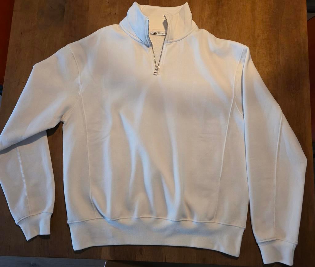 Witte Zara sweater zipup, maat S, Kleding | Heren, Truien en Vesten, Zara, Wit, Ophalen of Verzenden, Zo goed als nieuw