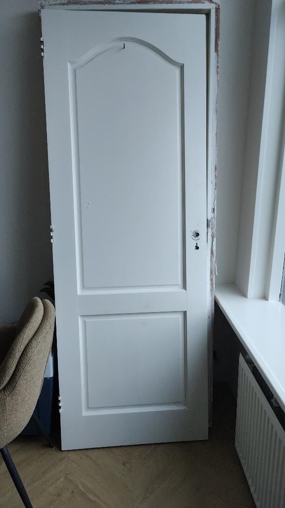 Stompe binnendeur + deurpost 73x201,5 massief hout, Ophalen, Gebruikt, Binnendeur, 200 tot 215 cm