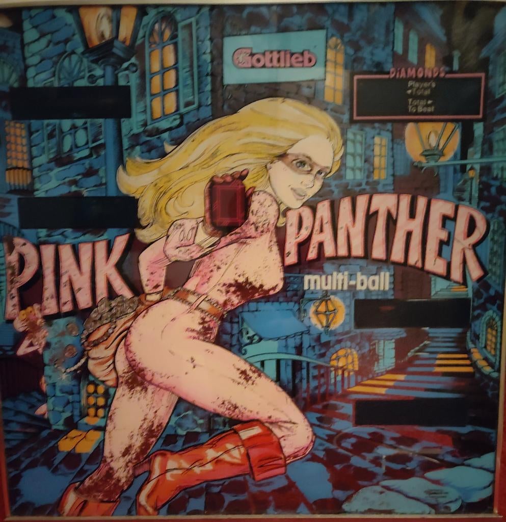 Pink Panther Backglass flipperkast, Verzamelen, Ophalen, Gebruikt, Mechanisch, Gottlieb