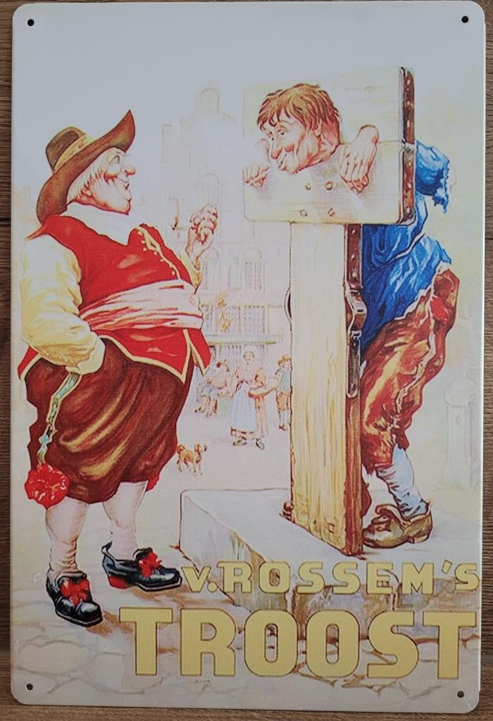 Rookt van Rossem's Troost reclamebord van metaal wandbord, Reclamebord, Info@deconoord.nl, Deco Noord, Nieuw
