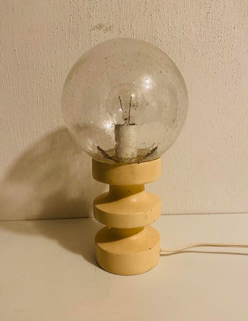 Mushroom tafellamp met glazen bolletje , Space Age