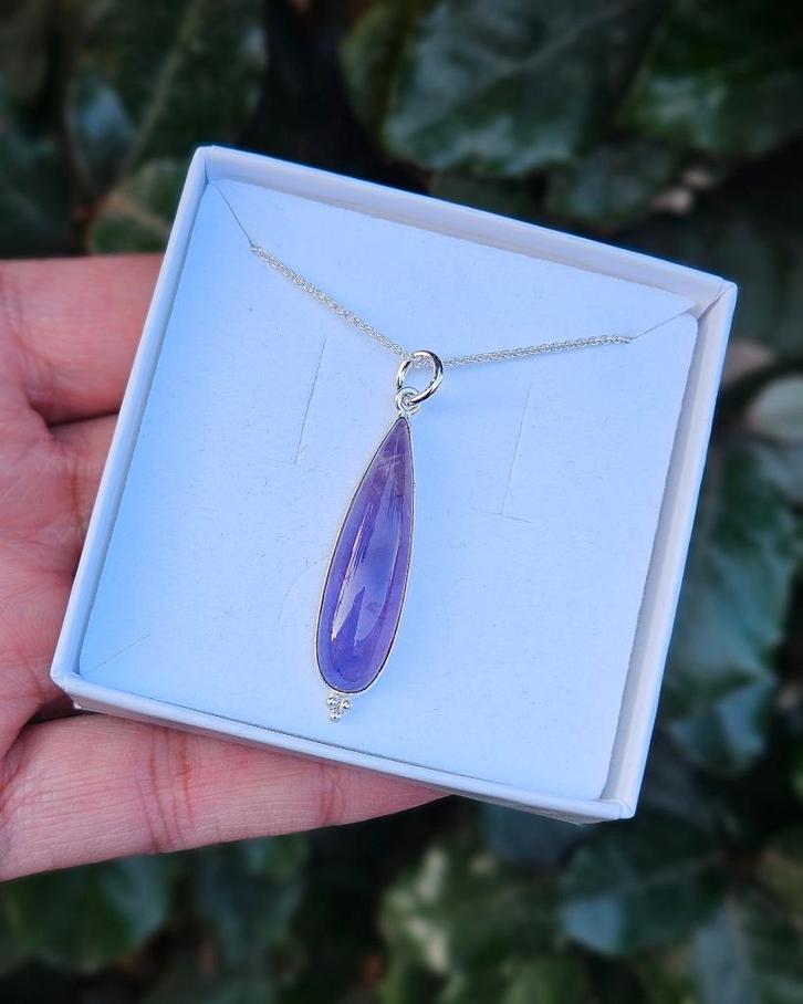 Amethist Ketting Sage - Echt Zilver, Sieraden, Tassen en Uiterlijk, Kettingen, Nieuw, Zilver, Paars, Met edelsteen, Met hanger