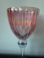 Swiecznik glas roze iriserend vaas kelk windlicht Boheems, Antiek en Kunst, Ophalen of Verzenden