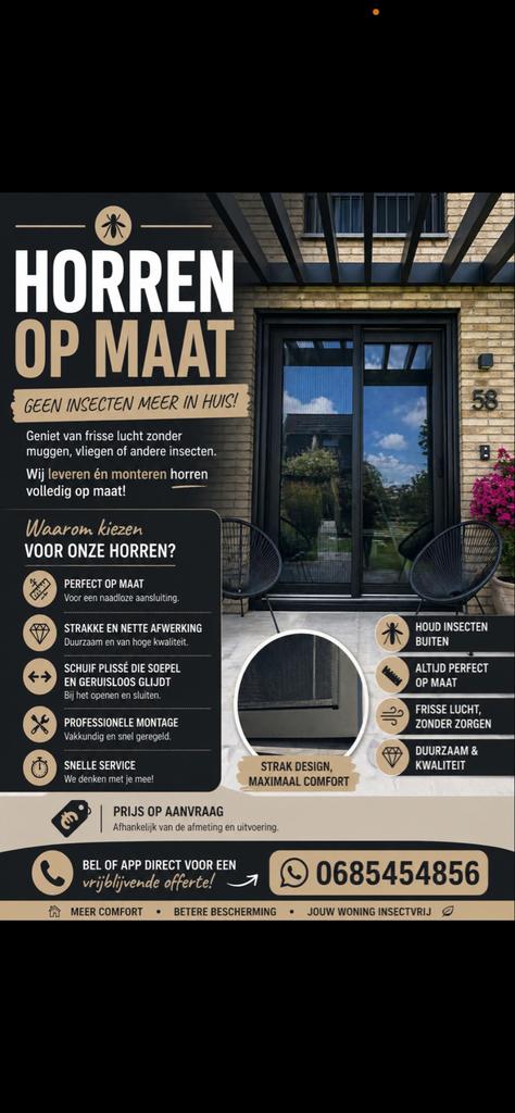 Horren op maat - Geleverd en gemonteerd!, Hordeur, Nieuw, Ophalen of Verzenden, 120 cm of meer