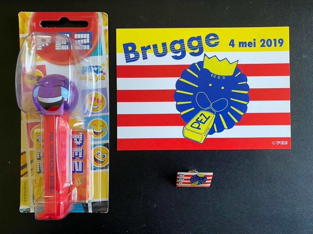 Officiële PEZ 2019 conventie Brugge België pin en postkaart, Ophalen of Verzenden, Zo goed als nieuw