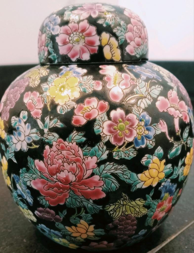 Chinese Grote Gemberpot Fam Noire, Ophalen of Verzenden