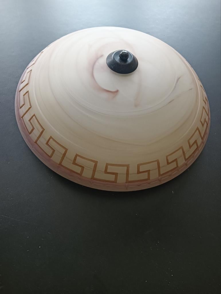 Plafonnière met Grieks motief, diameter 40 cm, Ophalen of Verzenden, Gebruikt, Glas, Klassiek