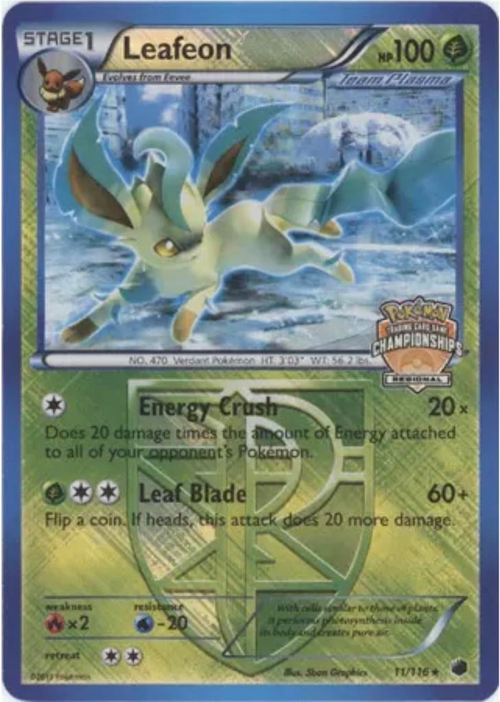 Pokémon Leafeon Plasma Freeze 11/116 Orange Championship Sta, Hobby en Vrije tijd, Verzamelkaartspellen | Pokémon, Ophalen, Zo goed als nieuw