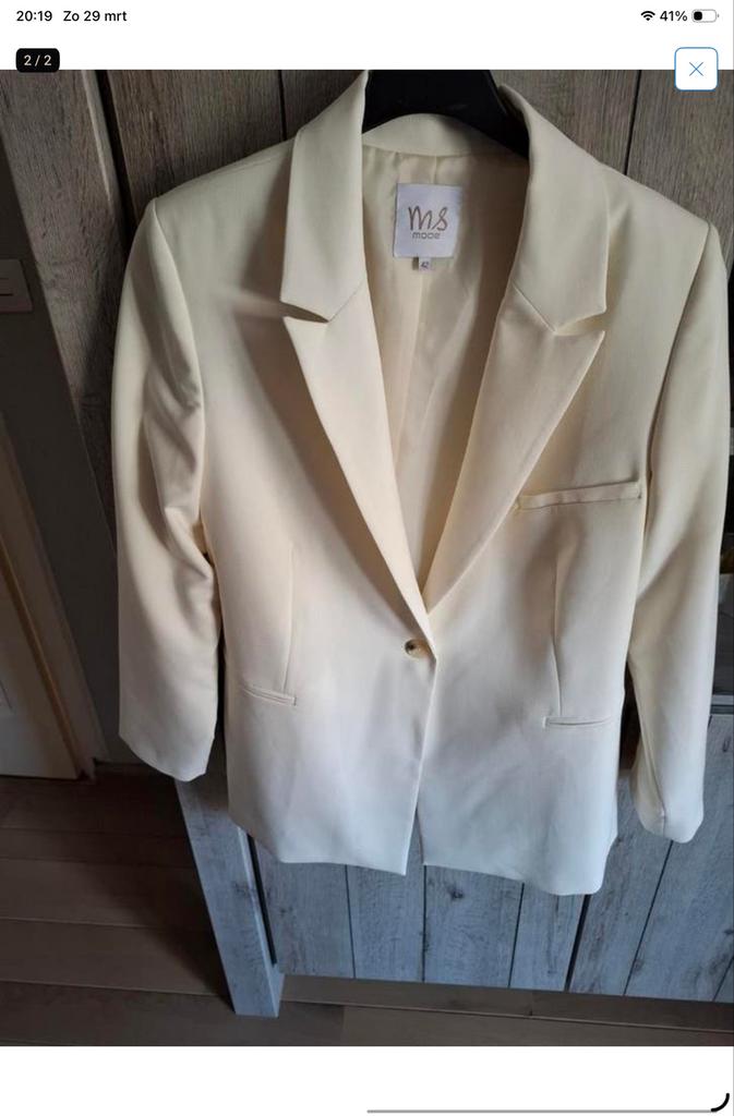 Nieuwe roomwitte blazer MS Mode maat 42, Beige, Maat 42/44 (L), Nieuw, Ophalen of Verzenden