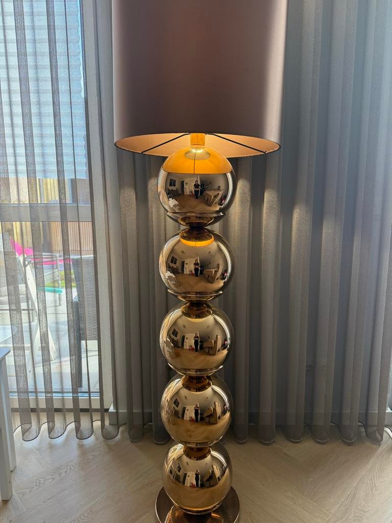 Gouden bollen Vloerlamp, Huis en Inrichting, Lampen | Vloerlampen, Ophalen, Gebruikt, Metaal, 150 tot 200 cm
