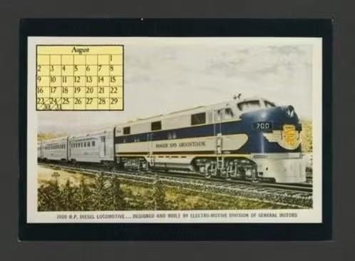 Trein Diesel Locomotief General Motors Kalender Augustus "87, Verzamelen, Ophalen of Verzenden, 1980 tot heden, Ongelopen, Voertuig