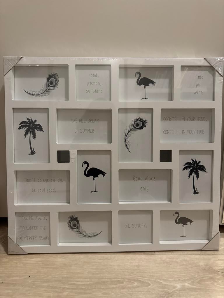 Witte fotolijst met tropische prints, Ophalen of Verzenden, Nieuw