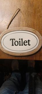Toilet bordje - Houten ovaal bordje met touw, Ophalen of Verzenden, Gebruikt