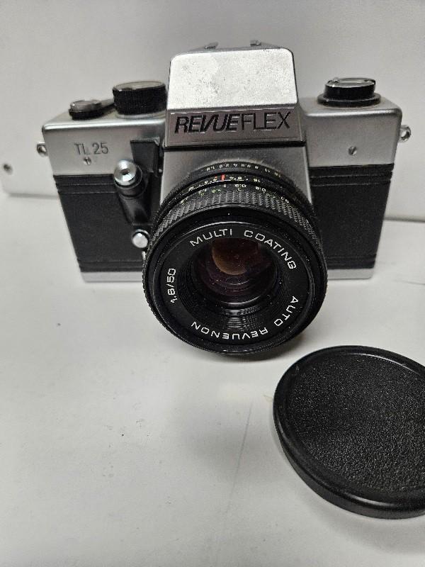Revue Flex TL25 SLR camera + lenzen, flitser en tas., Audio, Tv en Foto, Fotocamera's Analoog, Gebruikt, Spiegelreflex, Overige Merken