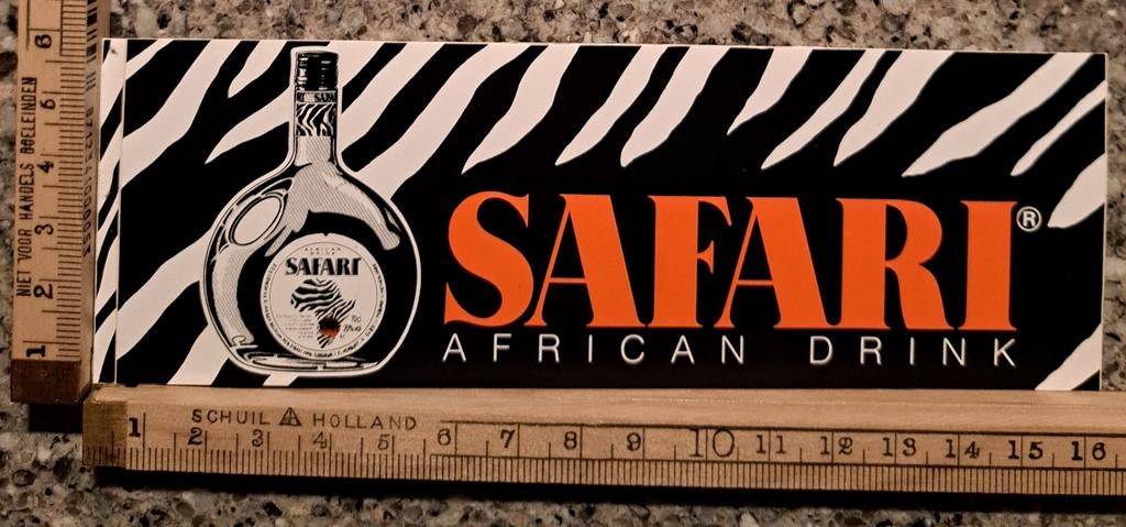 Vintage sticker Safari African drink sterke drank logo merk, Ophalen of Verzenden, Zo goed als nieuw, Overige typen