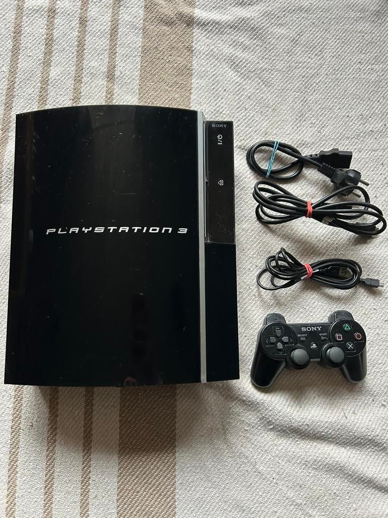 Playstation 3 Phat 80GB Zwart Set, Gebruikt, Phat, Met 1 controller, Met harde schijf