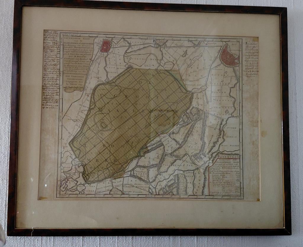 Landkaart Haarlemmermeer  jaartal 1745, Voor 1800, Landkaart, Nederland, Ophalen