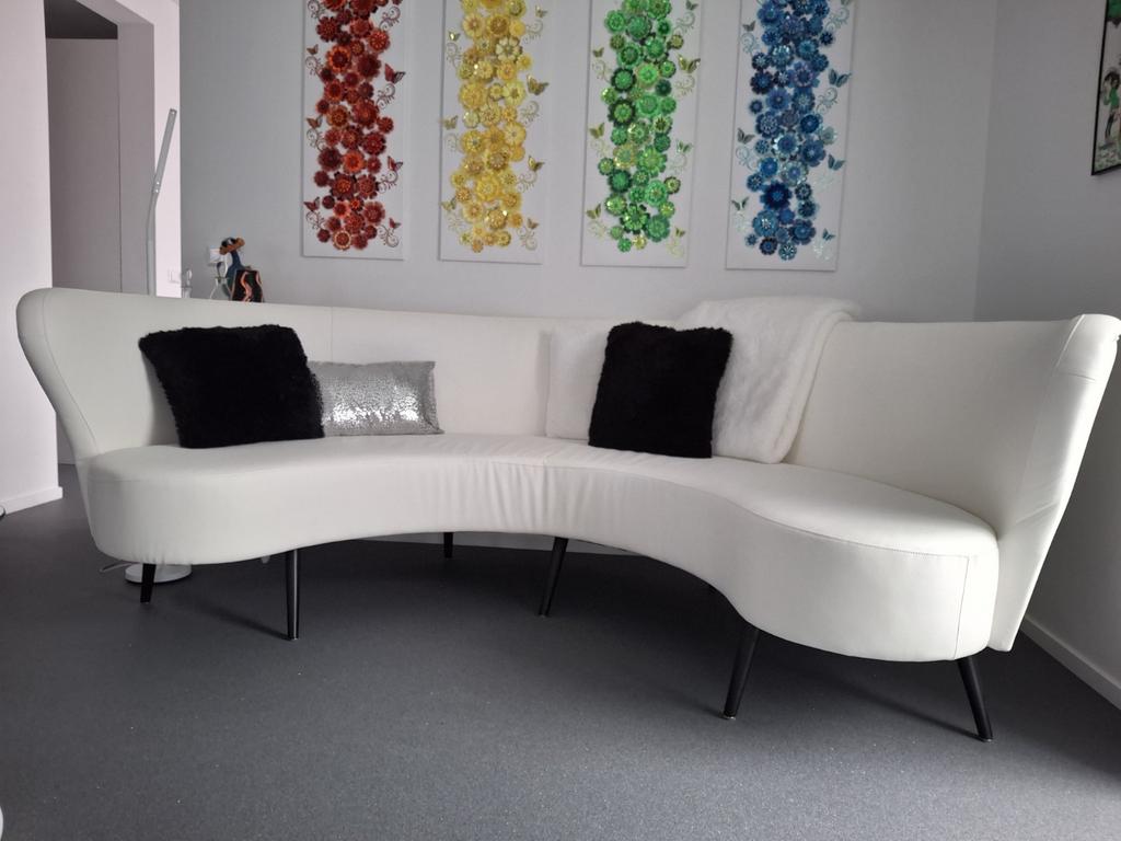 Witte kunstleren eetbank., Ophalen, Overige materialen, Minder dan 75 cm, Zo goed als nieuw