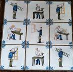 Bijzettafel Tichelaar Makkum 9 tegels schildersbedrijf, 45 tot 60 cm, Minder dan 55 cm, Gebruikt, Ambachtelijk