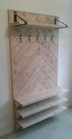 Kapstok van steigerhout robuust op maat gemaakt, Ophalen of Verzenden, Nieuw, Hout, Wandkapstok