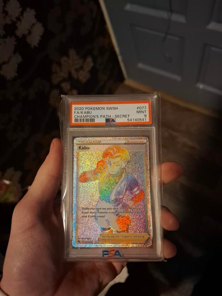 PSA 9 Kabu Full Art Secret Rare 077/073 Champions Path, Ophalen of Verzenden