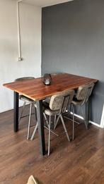 Industriële bar- eettafel met stoelen. Complete set!, Huis en Inrichting, Ophalen, Gebruikt, 100 tot 150 cm, 50 tot 100 cm