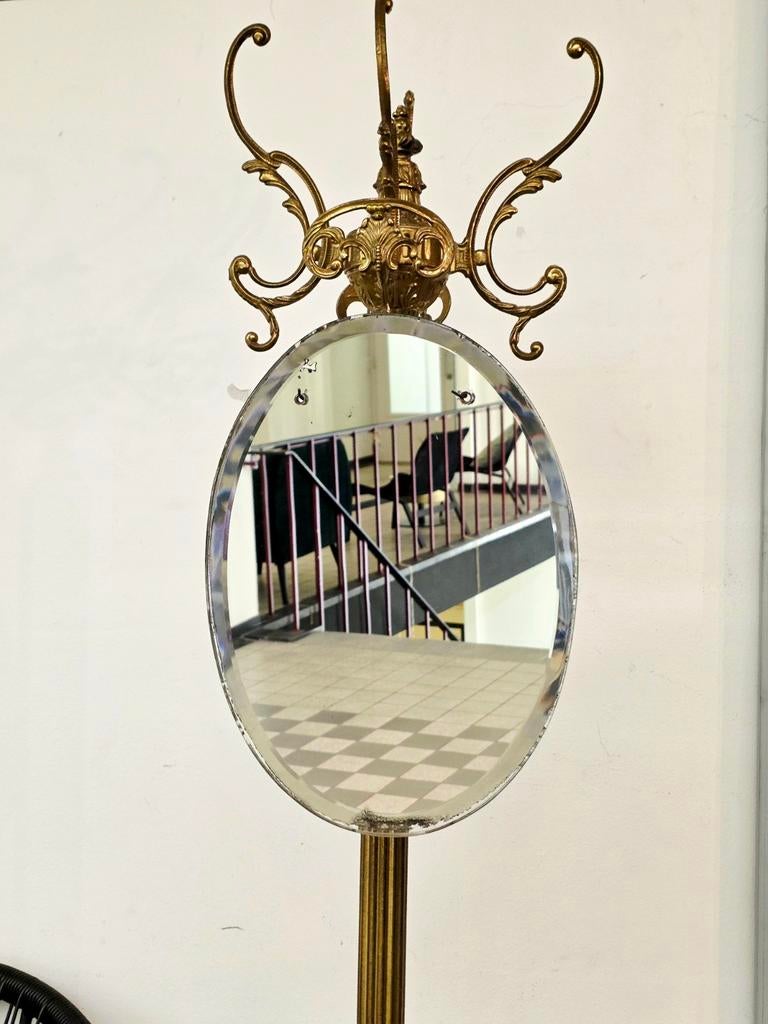 9691: Vintage Frameless Oval Mirror - Spiegel, Ophalen of Verzenden, Ovaal, Minder dan 50 cm