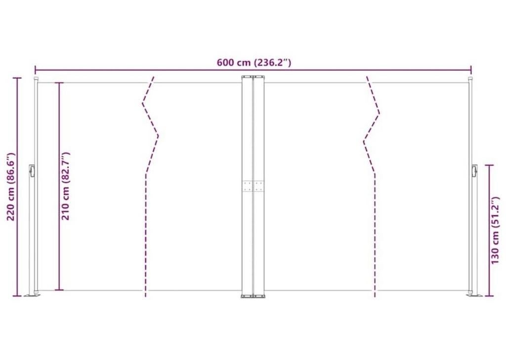 vidaXL Uittrekbaar Windscherm - 220x600 cm, Tuin en Terras, Ophalen, Overige materialen, Gebruikt, 200 cm of meer