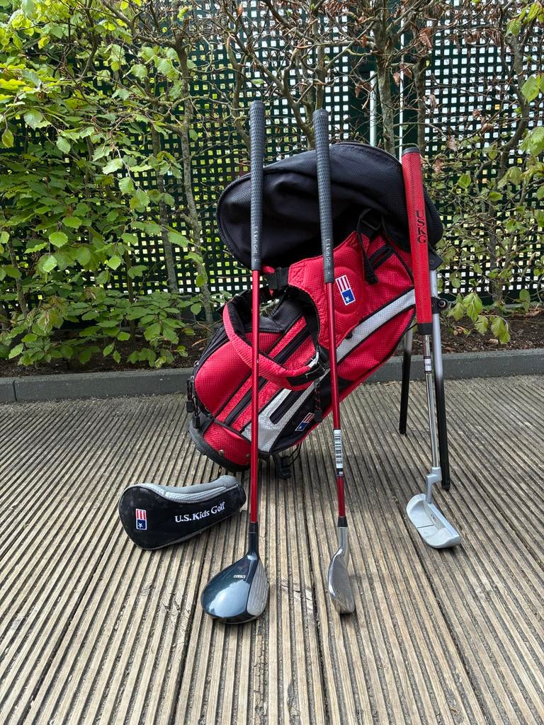 US Kids Golfset Rood 125-140 cm met standbag, Sport en Fitness, Golf, Ophalen, Gebruikt, Set, Overige merken