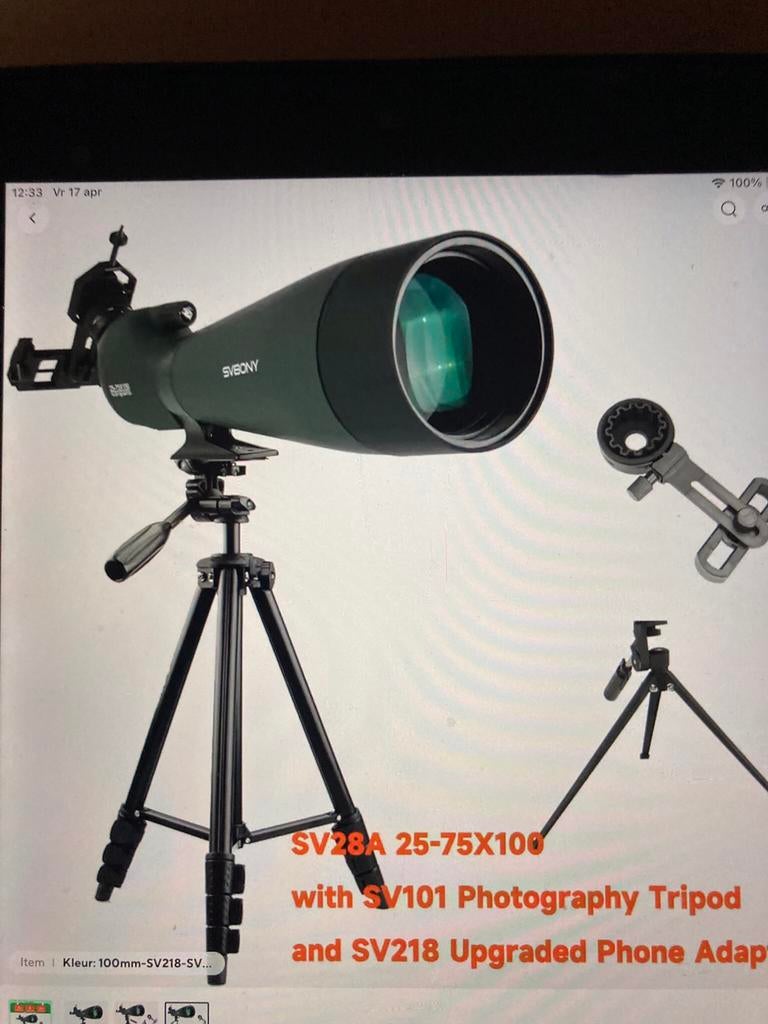 Spotters scope, Audio, Tv en Foto, Optische apparatuur | Telescopen, Ophalen of Verzenden, Zo goed als nieuw, Minder dan 80 mm