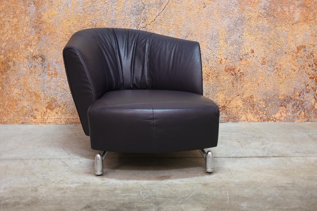 ZGAN paars/grijze leren Leolux Pupilla design chaise longue