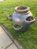 Grijze aardbei pot terra cotta, Tuin en Terras, Bloempotten, Steen, Gebruikt, Rond, Balkon