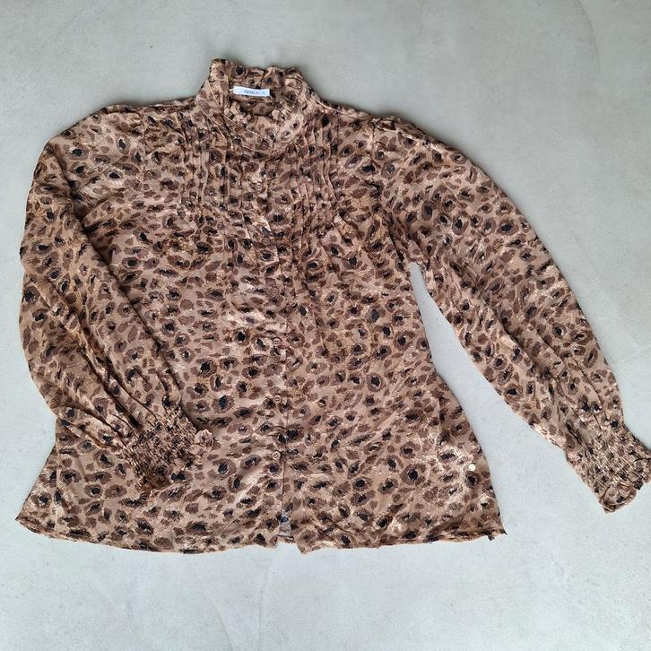 Rebelz Blouse met Panterprint maat M, Kleding | Dames, Blouses en Tunieken, Zo goed als nieuw, Maat 38/40 (M), Bruin, Ophalen of Verzenden