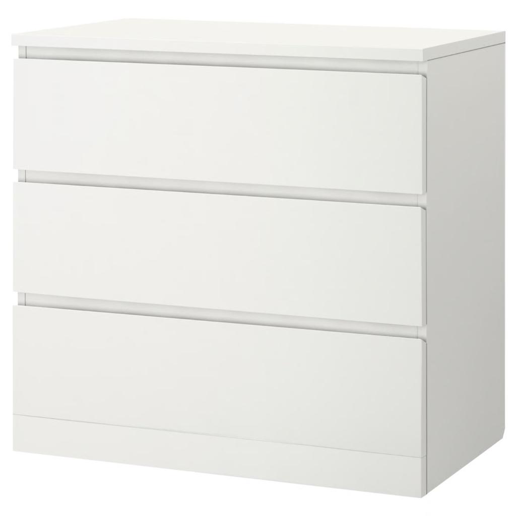 IKEA MALM - ladekast 3 lades ,wit, Ophalen, 50 tot 100 cm, Zo goed als nieuw, 3 of 4 laden