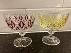 Vintage Coupe Glazen - Rood & Geel Kristal, Antiek en Kunst, Ophalen of Verzenden