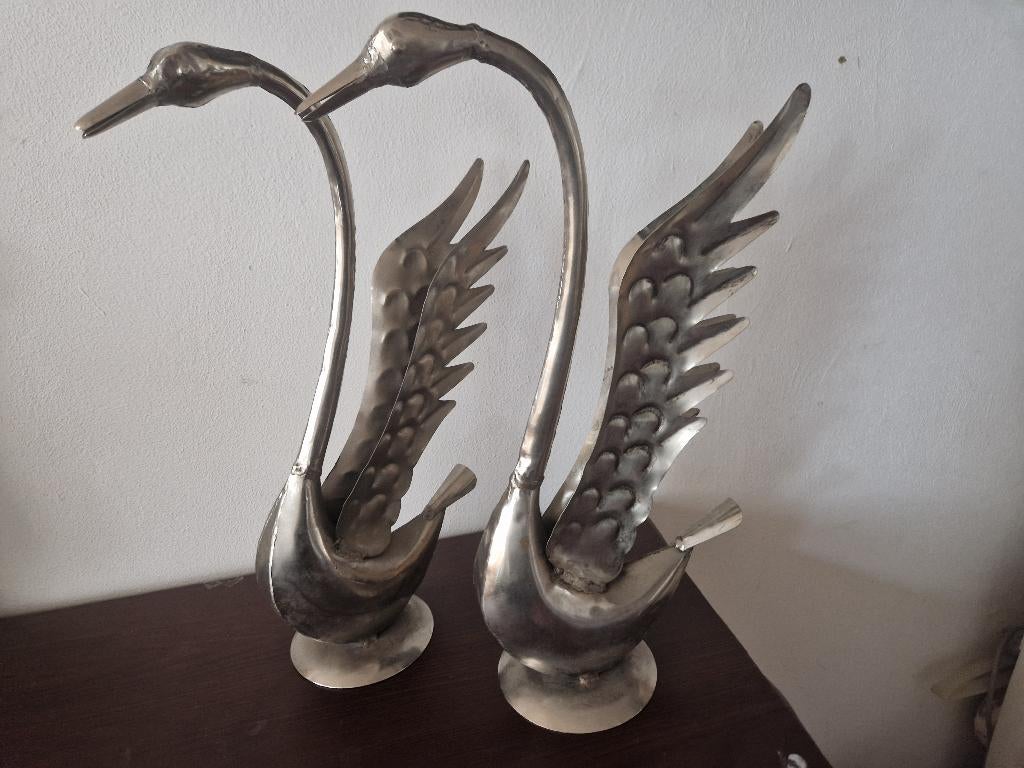 SET VAN 2 VINTAGE MESSING ZWANEN, Ophalen