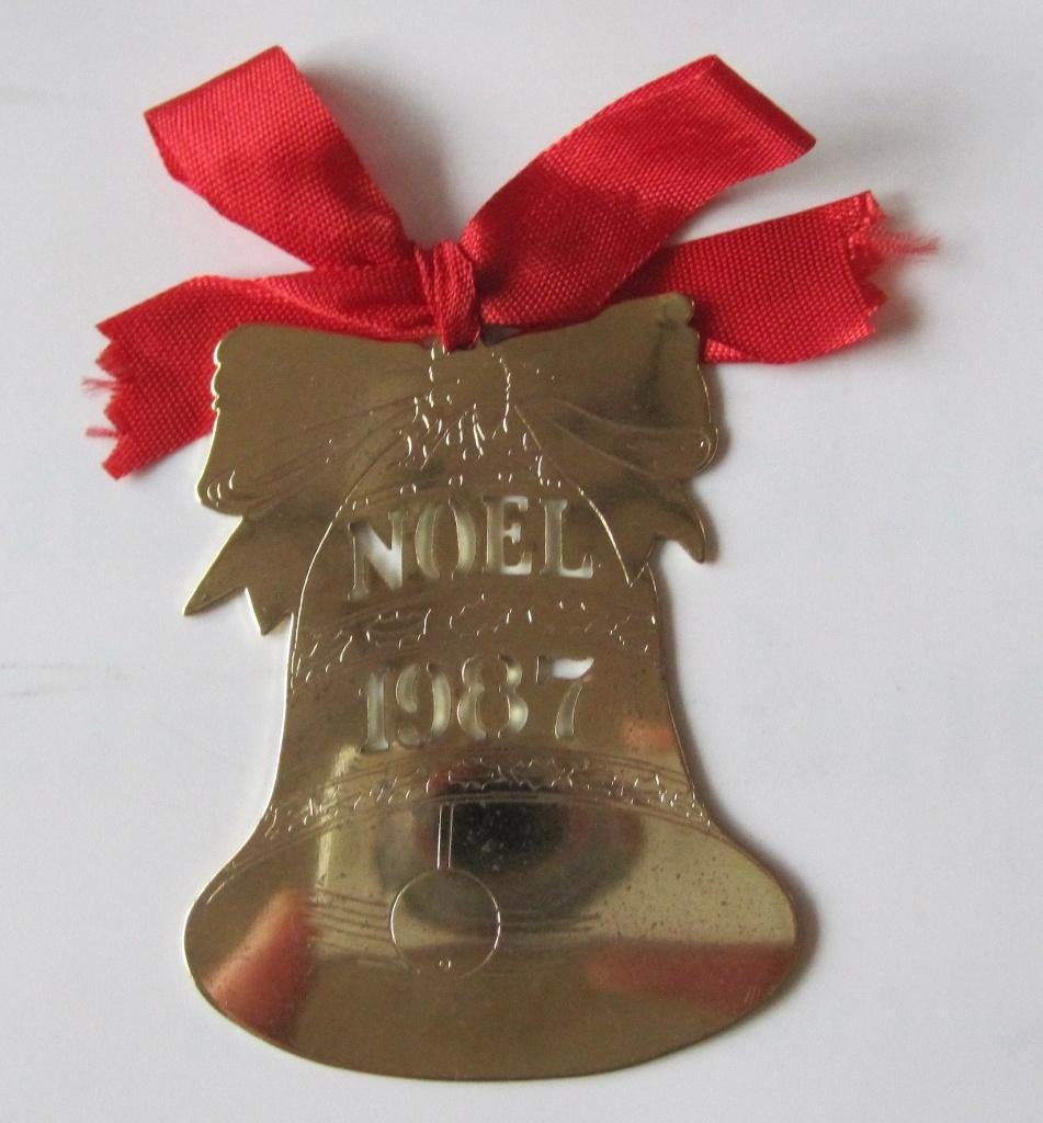 goudkleurige kerstklok - Noel 1987, Diversen, Kerst, Ophalen of Verzenden, Zo goed als nieuw