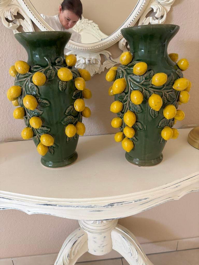 Nieuw groot porselein vazen citroen merk DK, Ophalen, Overige kleuren, Aardewerk of Porselein, Nieuw