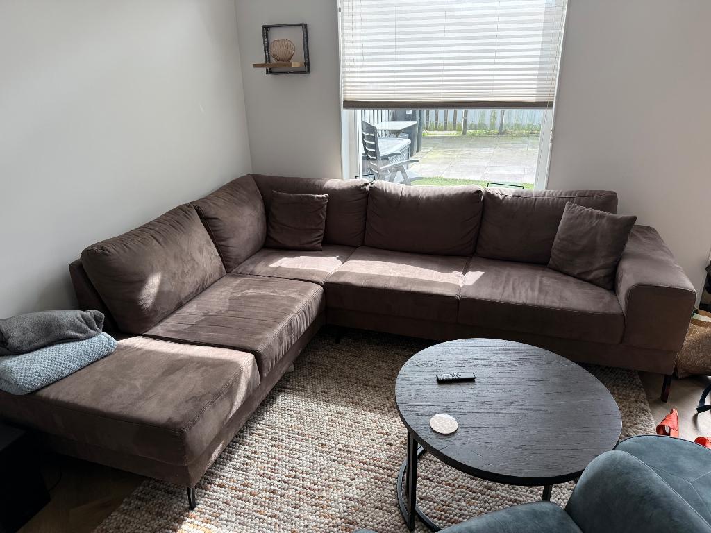 Bruine hoekbank (hoek rechts) Porto, Huis en Inrichting, Banken | Bankstellen, Ophalen, Hoekbank, 75 tot 100 cm, Zo goed als nieuw