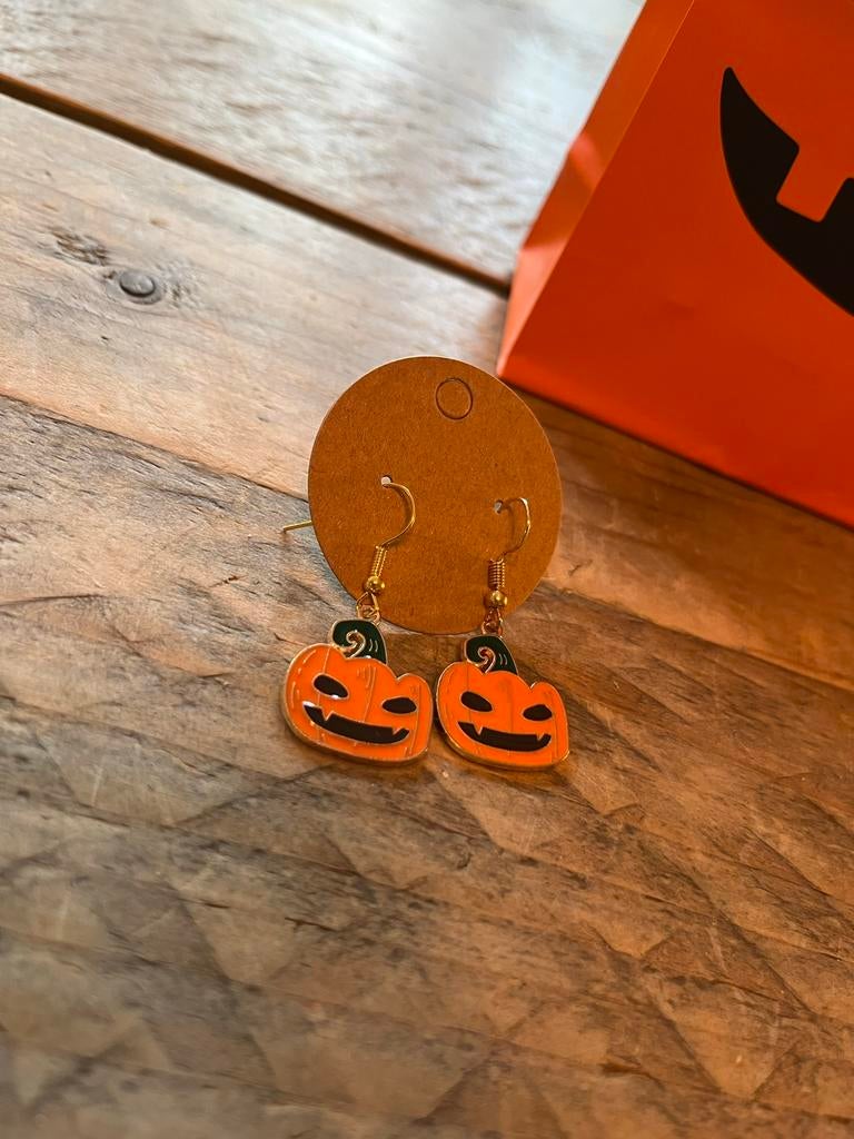 Pompoen oorbellen, Overige materialen, Hangers, Nieuw, Oranje