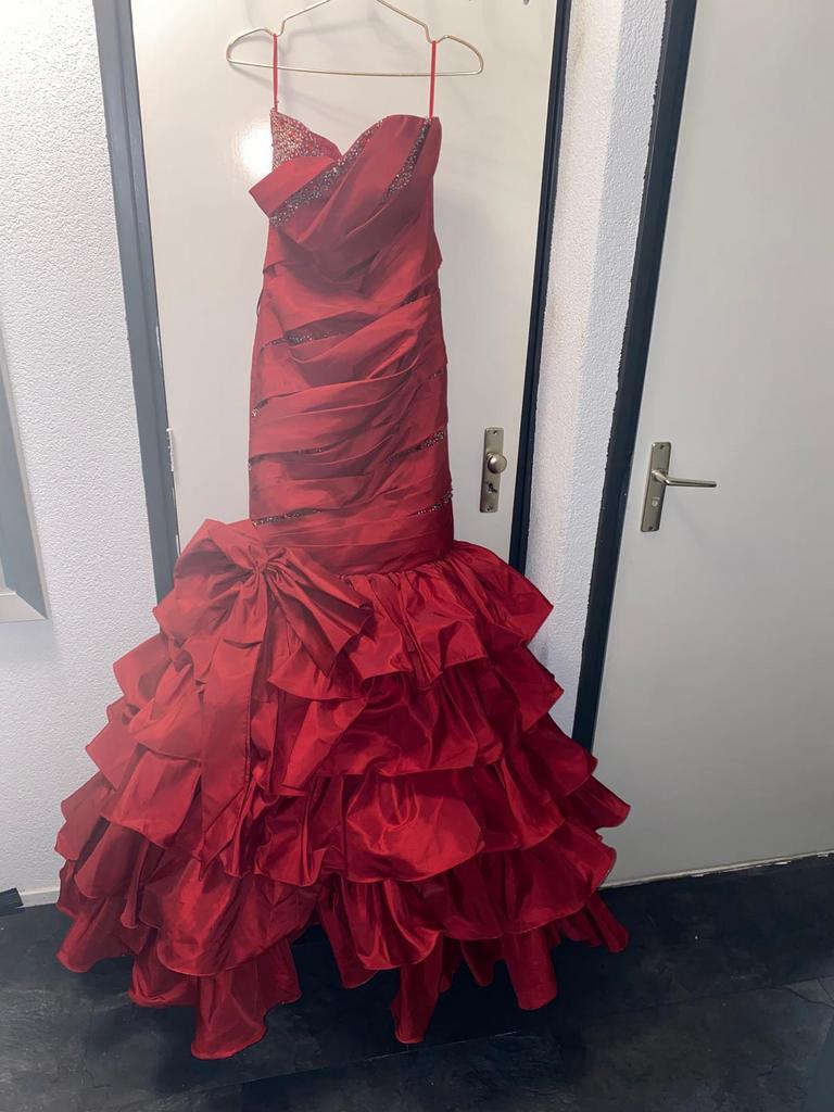 Feestelijk rood jurk maat S/M, Ophalen of Verzenden, Zo goed als nieuw, Rood, Trouwjurk