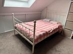 Wit metalen tweepersoonsbed 120x200 incl matras, Huis en Inrichting, Slaapkamer | Bedden, Ophalen, Wit, Tweepersoons, Zo goed als nieuw