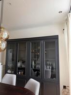 2x WOOOD Organize Vitrinekast Grenenhout - Zwart, Ophalen, 100 tot 150 cm, Zo goed als nieuw, 25 tot 50 cm