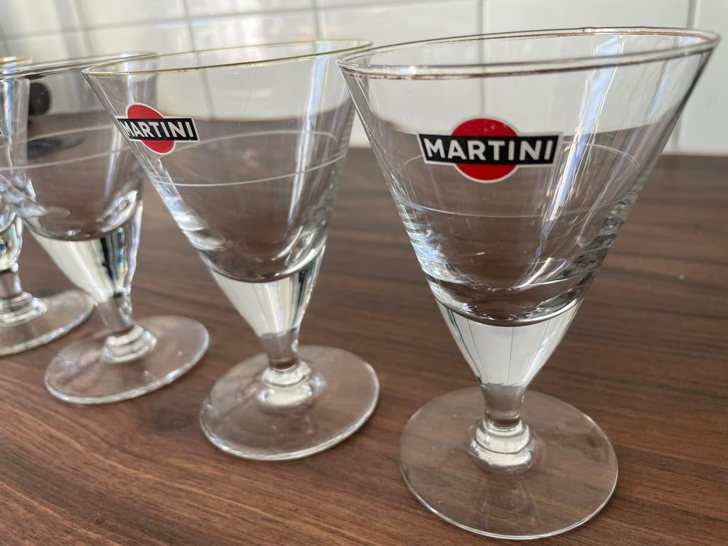 5 vintage Martini glazen jaren 60, Verzamelen, Glas en Borrelglaasjes, Ophalen of Verzenden, Zo goed als nieuw, Overige typen