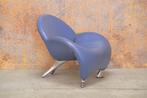 ZGANieuw blauw/paarse leren Leolux Papageno design fauteuil, Leolux, Leolux, 75 tot 100 cm, Ophalen of Verzenden