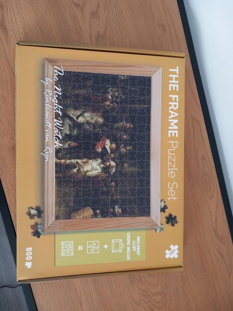 Frame Puzzel De Nachtwacht - 1x gelegd, Ophalen of Verzenden, 500 t/m 1500 stukjes, Zo goed als nieuw, Legpuzzel