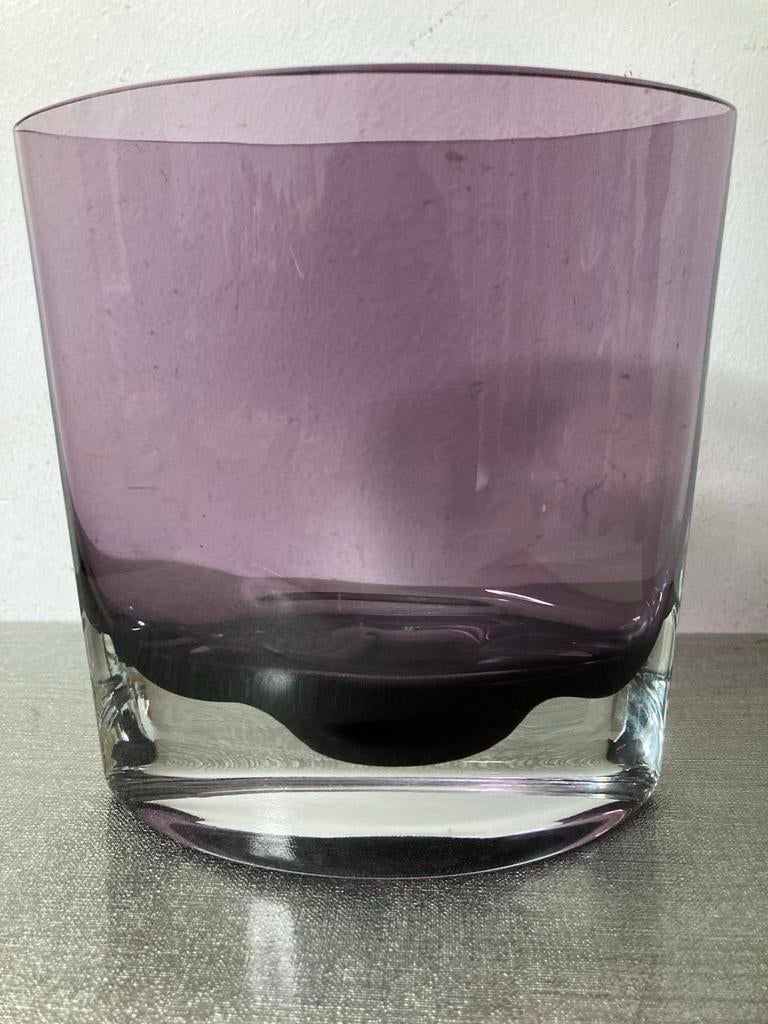 Krosno vintage vaas jaren '80 paars glas 15 cm hoog, Ophalen of Verzenden