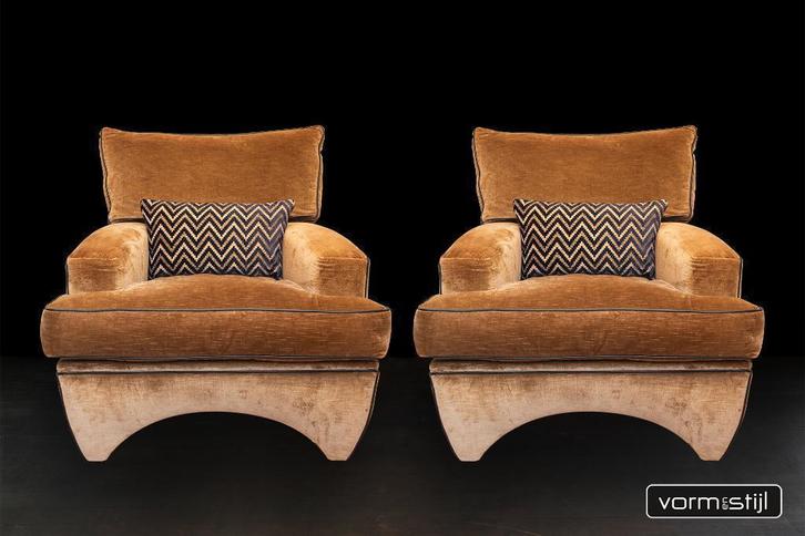 Set van 2 originele Bart van Bekhoven design fauteuils, Huis en Inrichting, Fauteuils, Nieuw, Leer, Stof, 75 tot 100 cm, 100 tot 125 cm